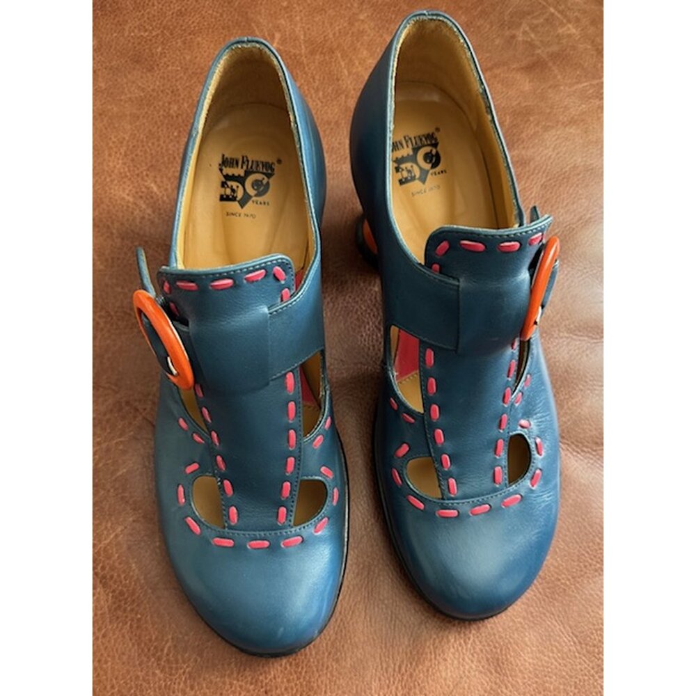 John Fluevog Blue Leather Women's Shoes